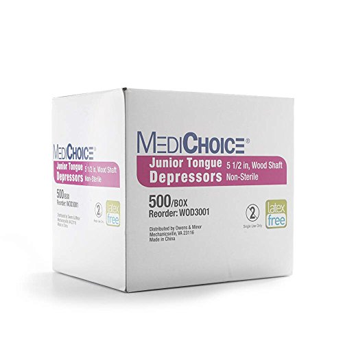 MediChoice Tongue Depressors, Junior, Blade, Non-Sterile, Wood, 5.5 Inches Long 5.8 Inches Wide (Case of 5000)