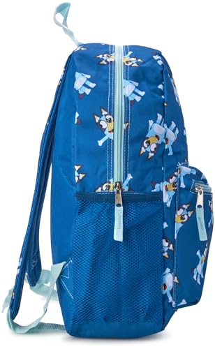 Fast Forward Bluey Kids Backpack - 16 Inch Bookbag Elementary Backpack for School Girls & Boys with Adjustable Padded Straps, Bluey Blue/Aop4