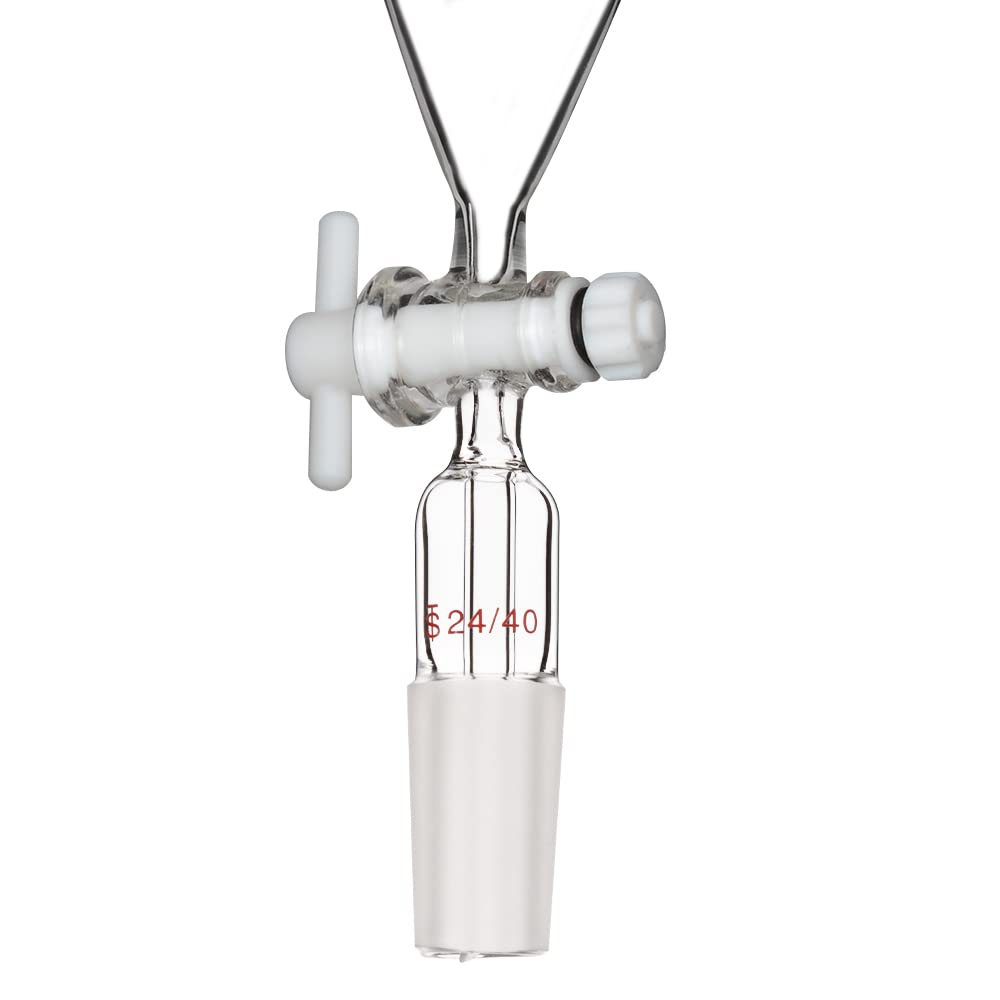 stonylab Imbuto Separatore con Rubinetto di Arresto PTFE, Imbuto Separatore Conico a Forma di Pera da 60 ml in Vetro Borosilicato a Parete Pesante con 24/40 Giunti