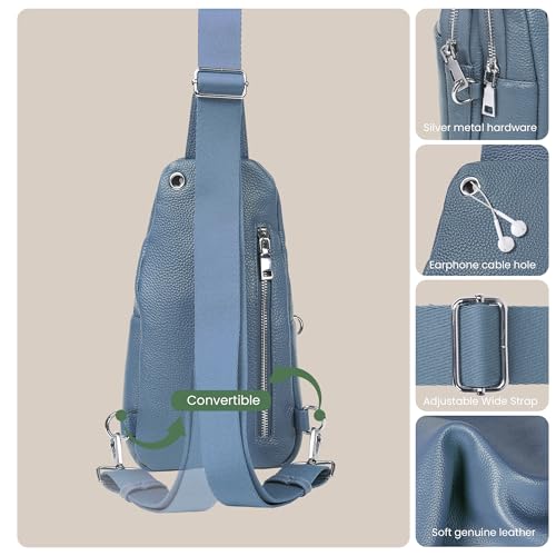 Image of befen Genuine Leather Sling Bag for Women Anti-Theft Crossbody Chest Bags Fanny Packs for Travel with RFID Card Slots