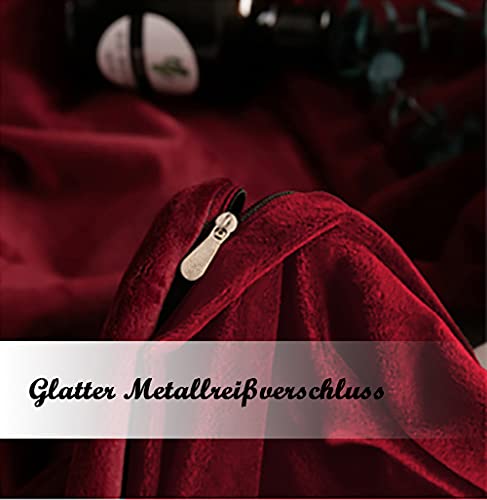 Michorinee Winter Plüsch Bettwäsche Set 135x200 cm 4teilig Weinrot – Ansicht 3