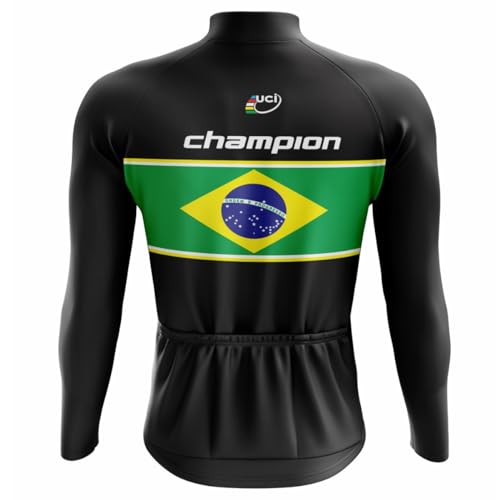 Camisa de Ciclismo Masculina Manga Champion Proteção UV Slim Confortável Pro Bike (BR, Alfa, 3G, Reg