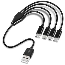 GELRHONR Short USB C Splitter Cable,4 in 1 USB 2.0 A Male to 4 USB C Male Charging Cord for Some USB Type-C Phone, Device - 0.5M Black