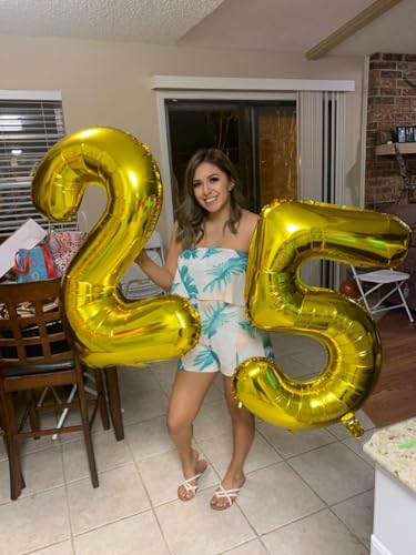 Image of 2 Balloon Numbers Birthday Decorations, 40In Gold Balloons for Men Women | Eye-catching Appearance, Perfect Decorative Centerpieces, Convenient Self-sealing Structure, Widely for Various Occasions
