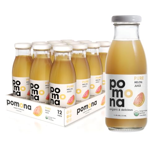 Image of Pomona Organic Juices Pure Melon Juice, Cold Pressed Organic Juice, Non-GMO, No Sugar Added, Not from Concentrate, Gluten Free, Kosher Certified, Preservative Free, 8.4 Ounce (Pack of 12)