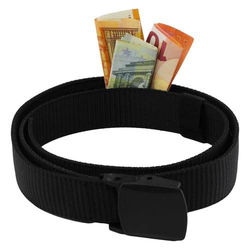 Cinturón de Viaje Evergreen Labs Con Bolsa Secreta: Riñonera Antirrobo con Cremallera Interior, Compartimento Secreto Para Ocultar Dinero - Cartera de Viaje Oculta de 107 cm de Largo.