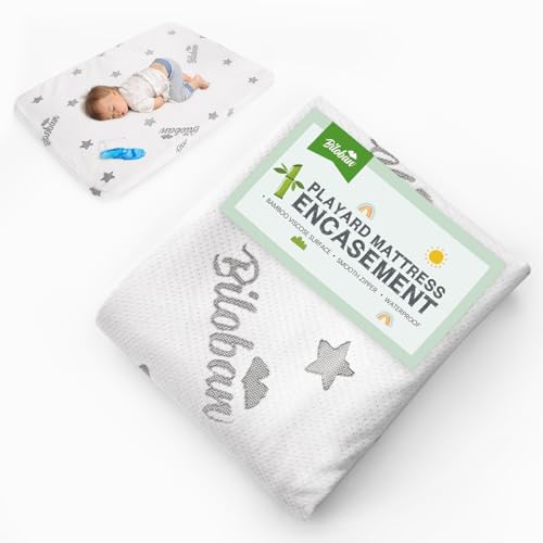 pack and play mattress protector cover zipper compatible with graco pack n play ampdream on me amppamo babe playard mattress to 15 inches waterproof viscose made from bamboo playard mattress encasement