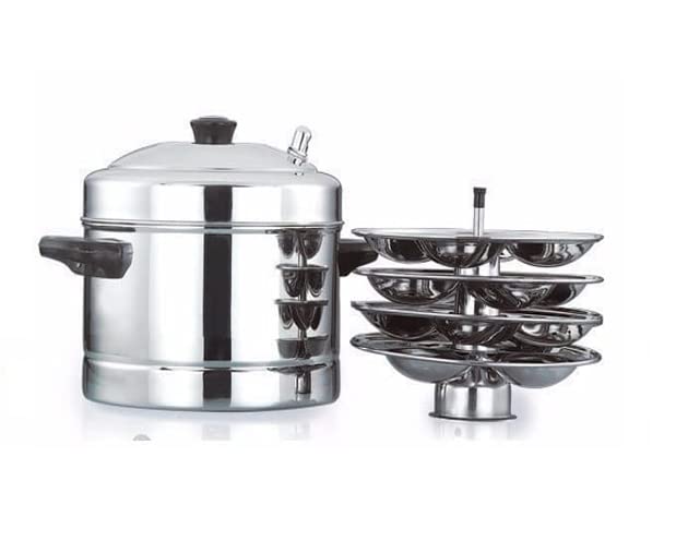HORIZON Stainless Steel Idly Cooker Lid with Plates Idli MakerInduction and Gas Stove Compatible idli Maker - Idly Pot with 4 Plates