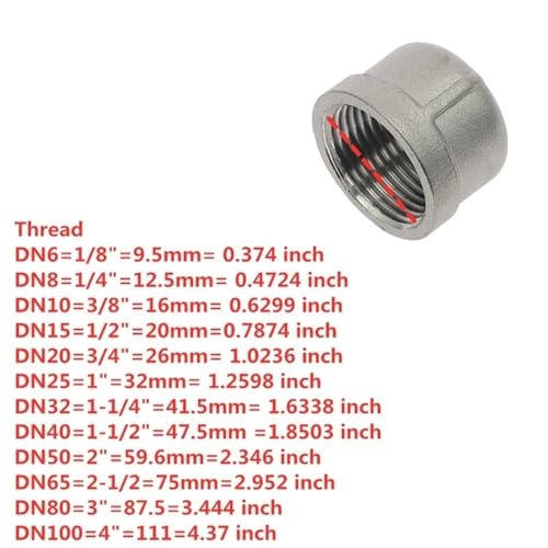 Tapón de tubo roscado hembra en acero inoxidable 304 de 1 a 4 pulgadas 3