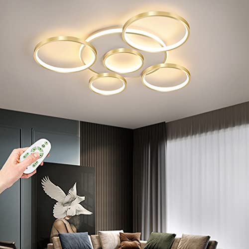 Luz De Techo Led Luces De Sala Estar Moderna Diseño Anillo Lámpara De Techo Regulable Control Remoto Iluminación Interior Plafón Dormitorio Comedor Sala De Niños Cocina Oficina Candelabro Decorativo Cover
