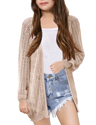 Girl's Lightweight Cardigan Summer Crochet Long Sleeve Soft Boho Cardigans Beach Cover UP