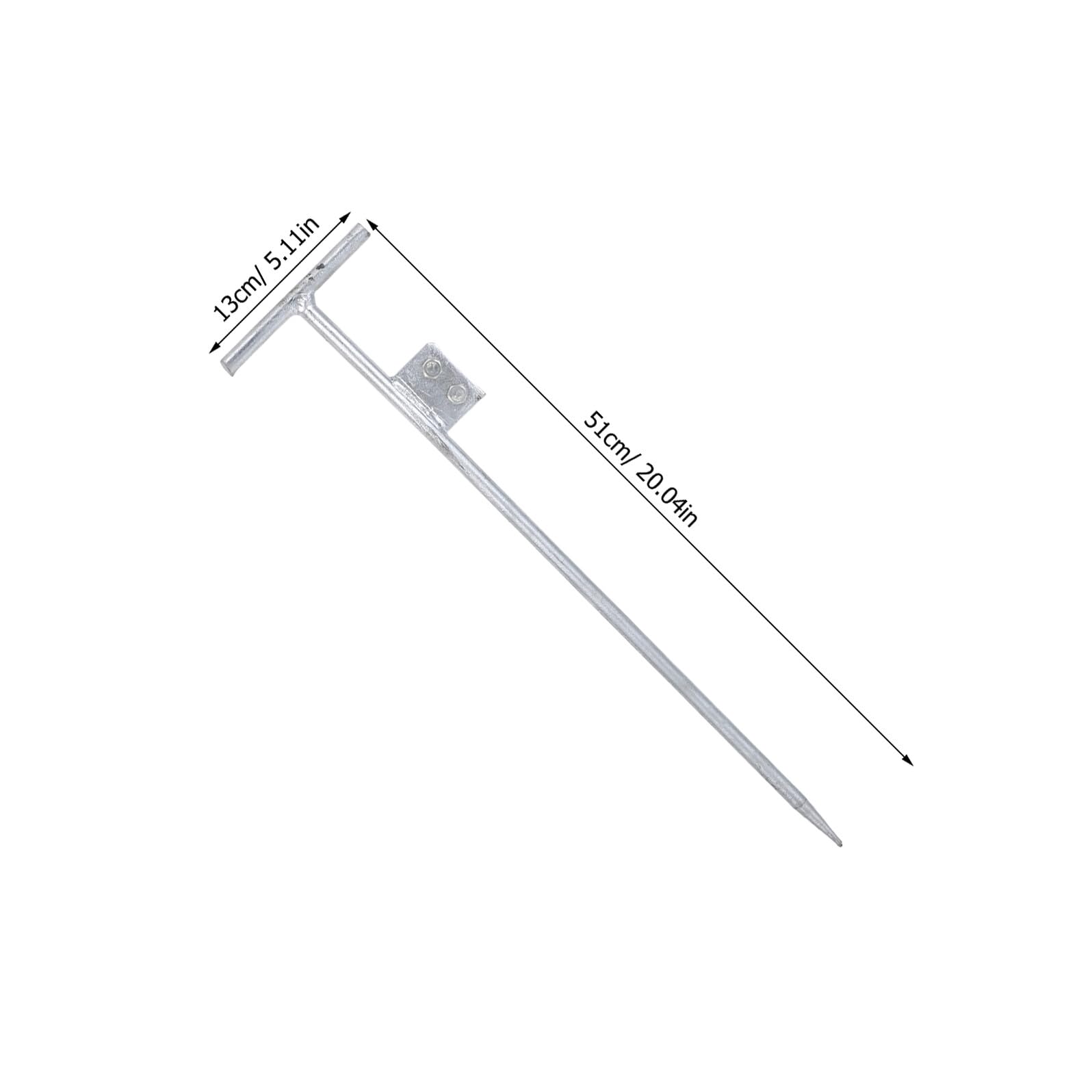 TEHAUX Barra di Messa a Terra Elettrica Zincata 12x500mm a T Doppia Foratura, Picchetto di Terra Portatile per Impianti Elettrici Domestici e Industriali, Protezione Antigelo e Alta