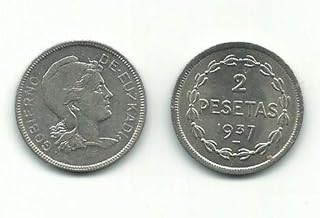 Moneda Original 2 PESETAS Gobierno DE EUSKADI 1937 REPÚBLICA ESPAÑA Guerra Civil
