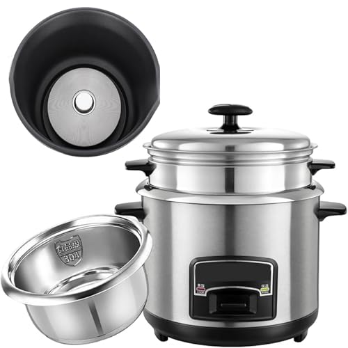 2L,Olla arrocera, Olla arrocera y vaporera, Olla arrocera Antiadherente, Olla Interior de Acero Inoxidable 304, función automática de Mantener Caliente