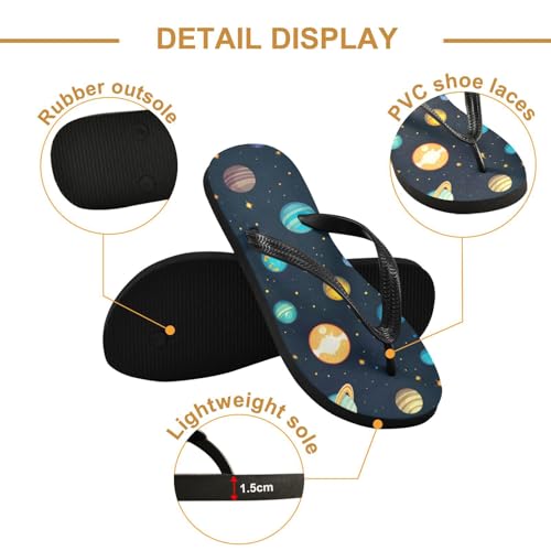Womens Flip Flops Space PlanetsNon-Slip Casual Beach Slippers Rubber Sandals214B28142