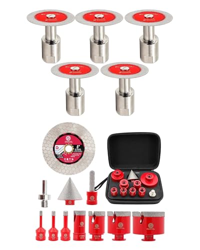 Foret diamant carrelage kit 11 pcs M14 et mini disque de coupe pour verre