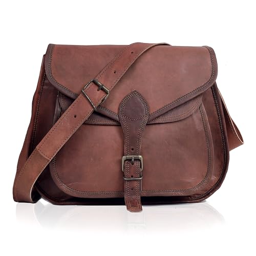 Genuine Leather Crossbody Bag for Women Satchel Bag Vintage Purses Shoulder Bag Ladies Travel Shoppping Boho Bag Brown Womens Saddle Sling Bag2