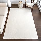 nuLOOM 4' x 6' Cozy Plush SuperiorWash Area Rug, Machine Washable, Non-Slip, Soft Fluffy Shag Carpet for Living Room Bedroom Kids Room Nursery Home Decor, Loni White