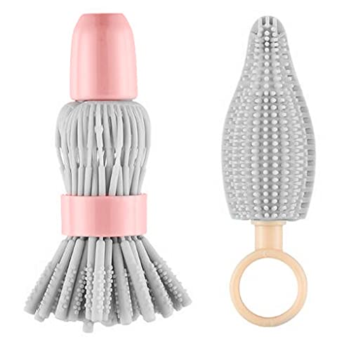 Plumeau Poussiere Bouteille Brosse Set Silicone Baby Lait bouteille Brosse Portable Travel Tour de mamelon Temple à laver Brosse Accessoires Attrape Poussiere (Color : Gray) Cover