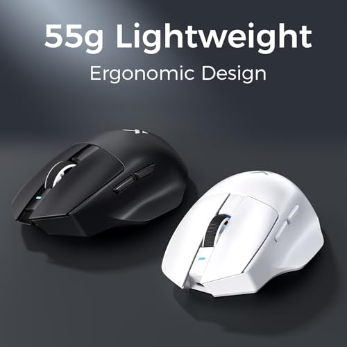 Image of MCHOSE G7 Lightweight Ergonomic Wireless Mouse, PAW3311 12K DPI Sensor, Tri-Mode Connection, Wireless /Wired 1K Polling, 55g Weight, 800mAh Bettery (White)