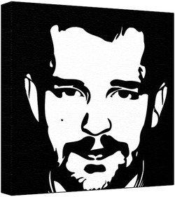 Brandon Flowers Pop Art Painting (100% oryginalny obraz. Not A Print) Farba akrylowa na głęboko oprawionym płótnie (30 x 30 x 2,5 cm) 2-kolorowy czarny/biały