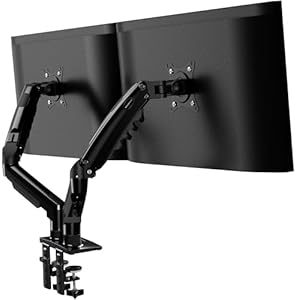 Invision MX400 dubbele monitor arm, gasveerarm 360 ° draaibaar voor 19 tot 32 inch schermen, 2 montageopties, VESA 75/100