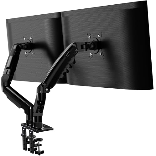 Invision Monitor Arm Desk Mount for 19-32 Inch Screens - VESA 75/100mm Desk Clamp Stand - Tool Free Height Adjustment with Tilt Swivel Rotate - Increased Load Capacity from 2-9kg MX400 Dual Arm