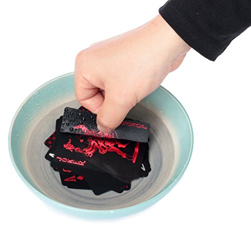 hopewey Playing Cards Spielkarten für Texas Holdem Poker Schwarze Wasserdichtes Pokerkarten Plastik Spielkarten aus PVC Profi Premium RED – Bild 6