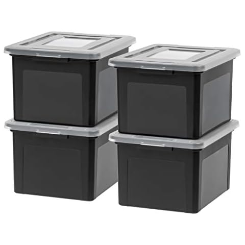 IRIS USA Plastic Storage Bin Tote File Box Cover