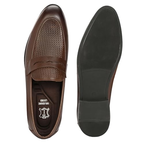 Image of Blue Leather by Centrino Genuine Leather Slip-On Men's Formal Shoe |Stylish with Soft Cushioned Insole |Trendy Non Lace-Up Design |Durable Leather with Anti-Skid Sole | Perfect for Formal Wear (3944)