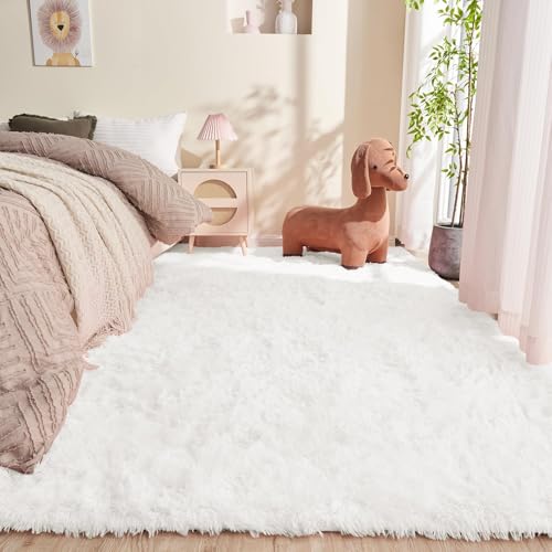 OPPODREAM 5x7 White Rugs for Bedroom, Ultra-Soft Fluffy Area Rugs