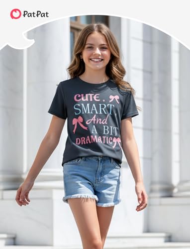 Image of PATPAT Girls Crewneck Short Sleeve Graphic Tees Animal Print Shirts Cute Summer Outfits 5-12 Years