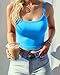 CHYRII Womens Tank Tops with Built in Bra Fashion Workout Top Longline Sports Bra Basic Camisole Top Azure Blue S