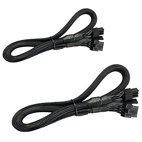 Pasuihcay 2 Pack 8 PIN to 8 Pin (6+2) PCIE VGA Supply Cable Flex for Supernova 650 750 850 1000 1600 2000 G2 G3 P2 T2 GS, Black