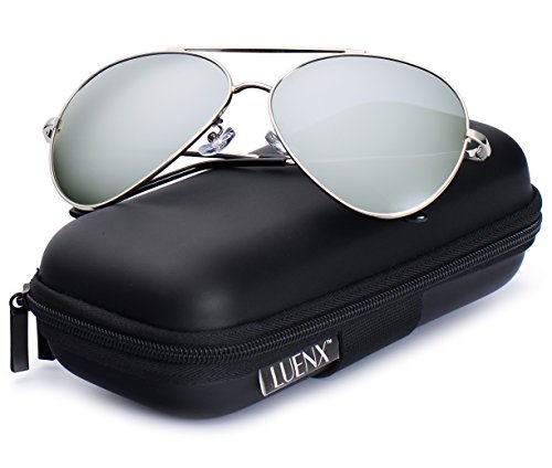 LUENX Large Aviator Sunglasses Polarized for Men & Women with Case - 400 UV