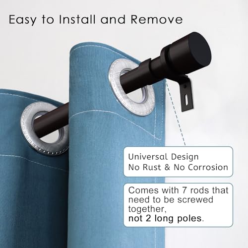 Image of Byondeth Curtain Rods for Windows 16 to 120 Inches Adjustable Length 1 Inch Diameter Window Curtain Rod with Aluminium End Cap, Antique Bronze