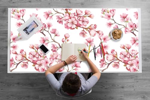 Tapis de souris géant aux fleurs roses idéal pour le télétravail
