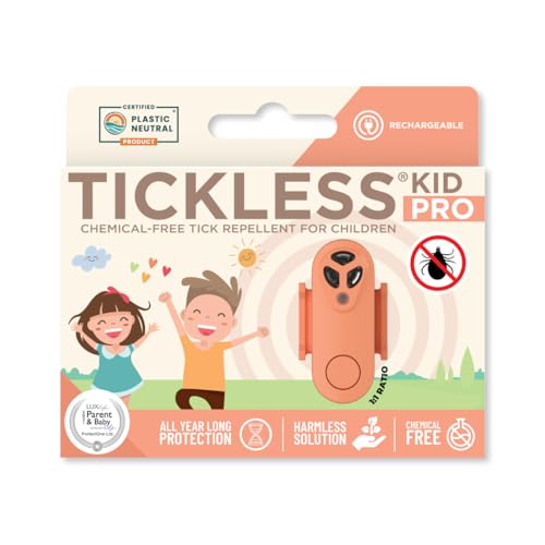 Tickless Kid Pro Wiederaufladbarer Ultraschall Zeckenschutz für Kinder – Pfirsich