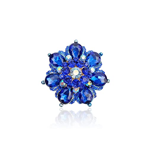 Bague élastique fleur ornée de cristal - Finition raffinée pour femme élégante