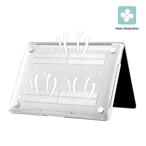 Eoocoo Glitter Hard Case Compatible With Macbook Air 13 Inch Case 2022 2021-2018 M1 A2337 A2179 A1932 With Retina Display Touch Id, Case + Tpu Keyboard Cover + Screen Protector, Sparkly Clear #TOP3