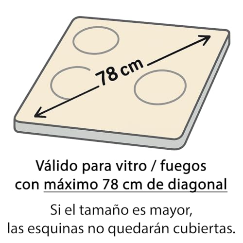 Tapa encimera gas. Tapa vitroceramica con ancho máximo de 58 cm. Cubre fuegos Cocina de gas de Acero inoxidable, blanco o negro. - Imagen 6