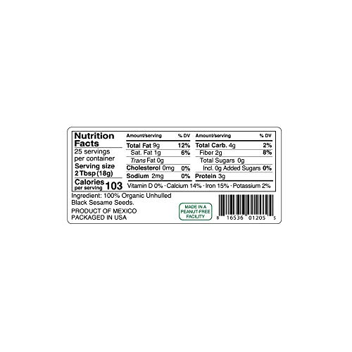 Kevala Organic Black Raw And Unhulled Sesame Seeds, 1 Pound #TOP2