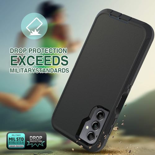 Image of Case for Galaxy A14, Heavy-Duty Tough Rugged Shockproof Drop Protective Cover Cases for Samsung Galaxy A14, Black