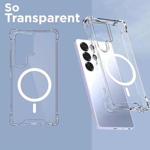 Image of Amazon Basics Back Cover for Samsung Galaxy S25 Ultra 5G Mag-Safe Shockproof PC + TPU Protective Case Magnetic Support Bumper Case (Transparent Mag-Safe)