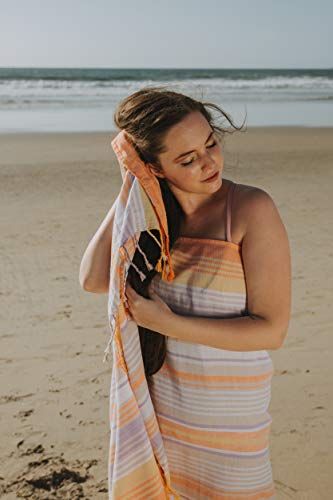 Infusezen Striped Colorful Turkish Towels, Peshtemal Towels For Bath, Beach, Pool Spa, Yoga, Gym, 100% Cotton Thin And Absorbent Towel, Large Hammam Towels (Orange) #TOP7