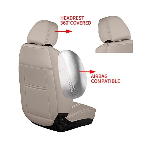 GXT Deluxe Faux Leather Full Coverage Car Seat Cover Anti-Slip Universal Fits for Sedans SUV Pick-up Truck with Headrests,Interior Accessories(Khaki) - Image 7
