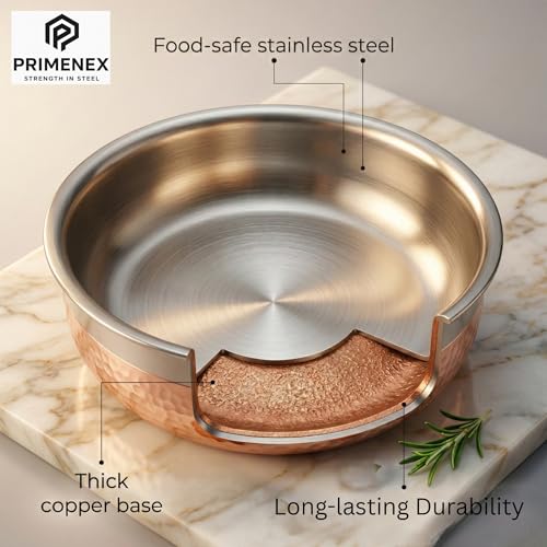 Image of Copper Bottom Stainless Steel Handi Set of 5 - Multipurpose Kitchen Cookware for Cooking & Serving - Energy Efficient, Friendly Cookware | 0.5L - 2L Capacity (Handi Set of 5)