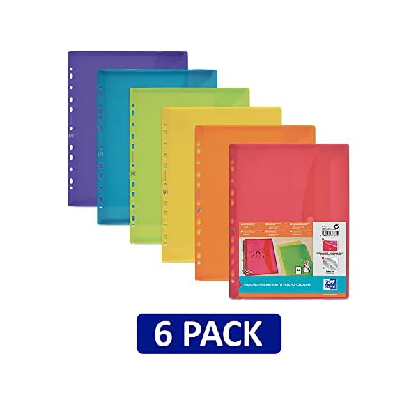 Oxford Dokumenten-Mappen A4, Taschen mit Klett-Verschluss, zum Abheften, sortiert, Mehrfarbig, 6er Pack & Limit… – Bild 4