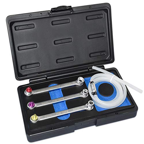 FIRSTINFO Brake Fluid Clutch Bleeder Hose with One-Way Check Valve, 3 Pcs *Double-End Wrench* w/7-12mm Sockets Set For Brake Bleeding & Hydraulic Clutch Systems