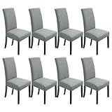 NORTHERN BROTHERS Chair Covers for Dining Room 8 Pack Chair Slipcovers Stretch Chair Covers Protector Cover for Hotel, Dining Room, Banquet (Light Grey)